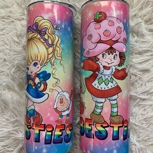 2 Rainbow brite and strawberry shortcake tumbler